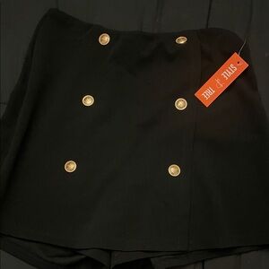 Black Skort with Gold Buttons